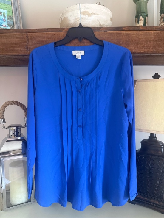 LOFT Tops - LOFT Royal Blue Pleated Blouse
